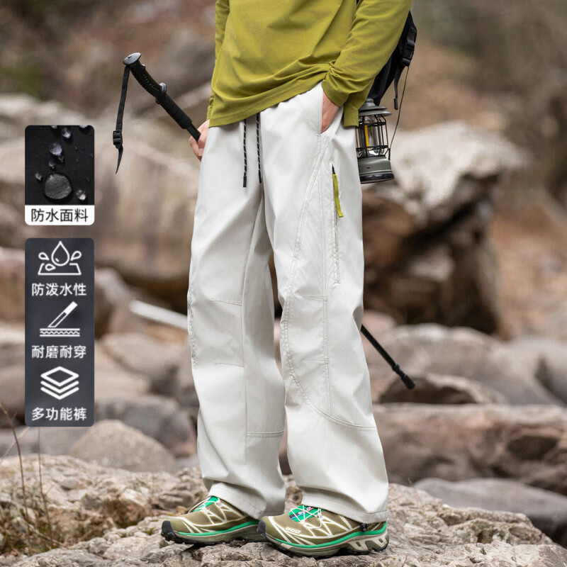 JEEP SPIRIT吉普山系防泼水冲锋裤男女款2026秋季伞兵运动防风徒步登山工装裤 碳灰色 XL