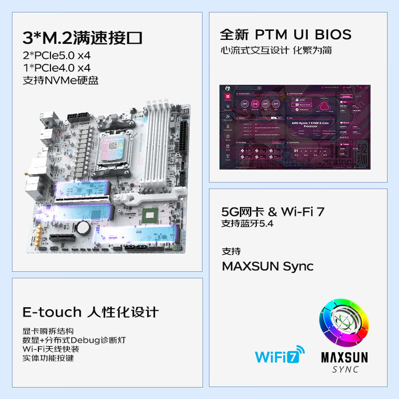 铭瑄 iCraft B850M CROSS WiFi7瑷珈白色 图 4