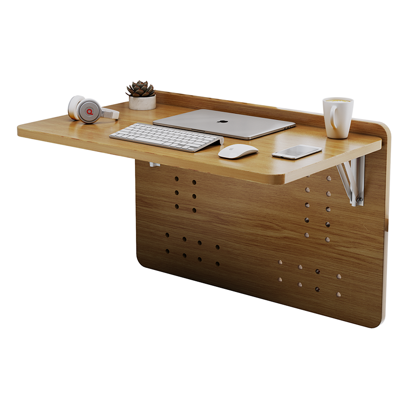 米昊 可折叠床上桌大学生宿舍神器小桌子上铺下铺懒人电脑桌寝室学习书桌 【平面款】原木胡桃色60*35*40CM