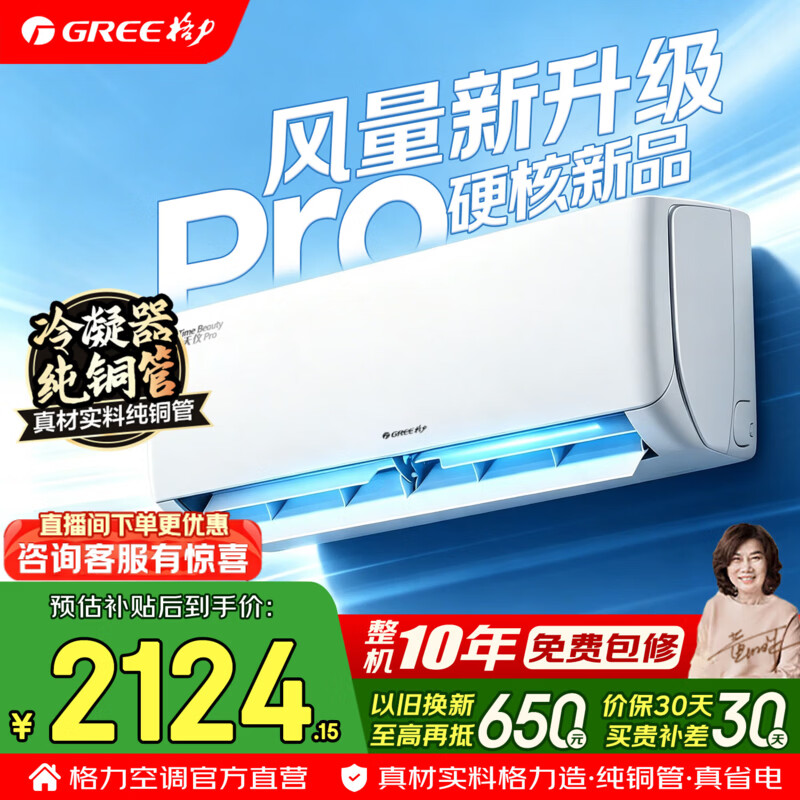 格力空调 1.5匹 云佳pro/天仪pro/云锦/舒适度Ultra等 新一级能效 变频冷暖 壁挂式空调挂机 国家补贴 1.5匹 天仪Pro 升级双排铜管内机  