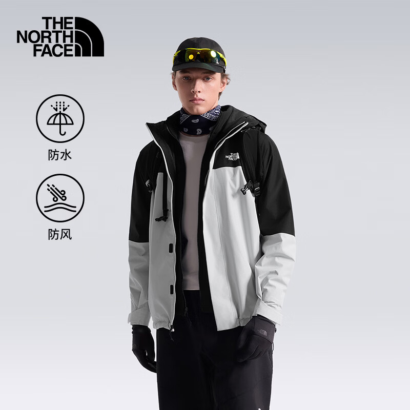 北面三合一冲锋衣外套男硬壳防水防风抓绒内胆连帽 QQ8 XL