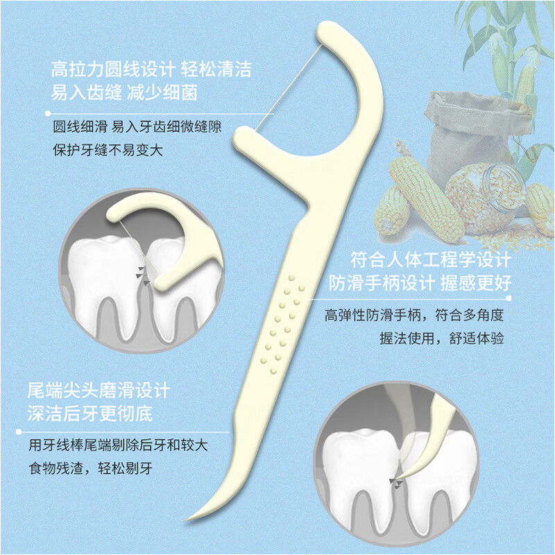 小小贝一次性牙线棒家用牙签线超细剔牙线盒随身便携式 3盒