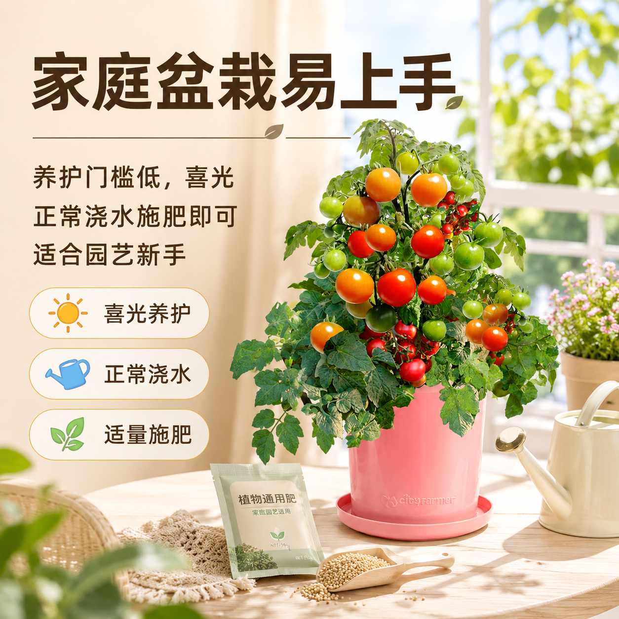 IAM City Farmer果蔬种植套装 DIY种植趣味盆栽 阳台种植可食用果蔬种子 好种易活 矮生小番茄套装 含盆含土含种子