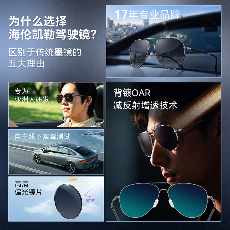 海伦凯勒(HELEN KELLER)经典飞行员墨镜太阳镜男眼镜时尚旅游开车偏光墨镜蛤蟆镜HK627 HK627 P01光中枪+全色灰片