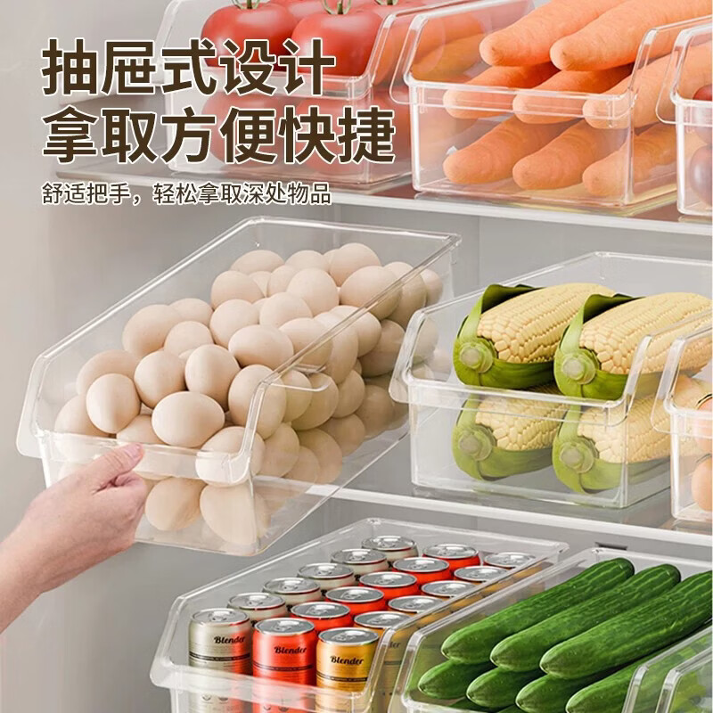 纳份爱冰箱收纳盒整理盒保鲜盒食品级食物沥水储物盒子冷冻室专用神器 白色【3个装】破损包赔/食品级材质