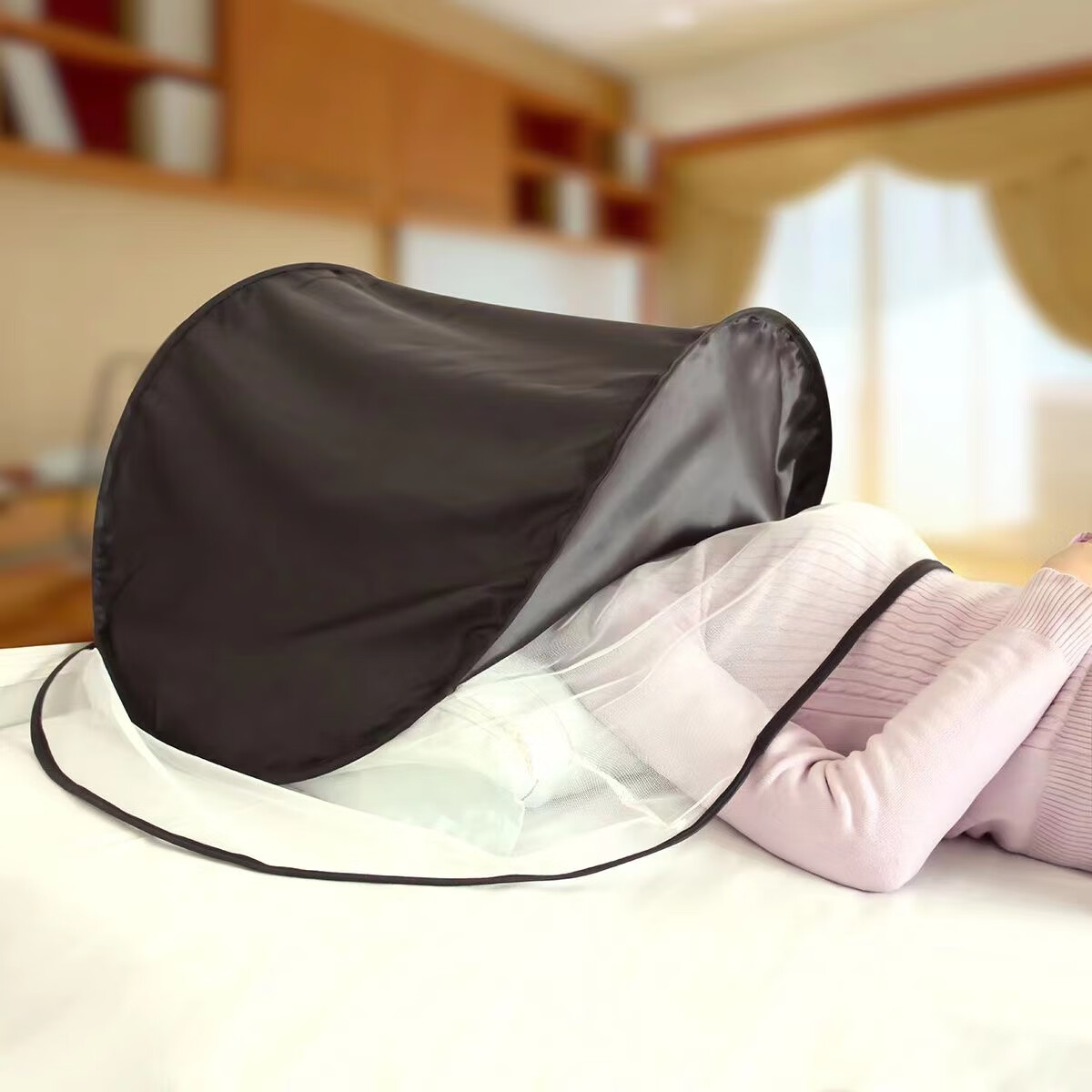 咔喵头部面部迷你防蚊帐可携带折叠小蚊帐旅行用酒店户外便捷防蚊网罩