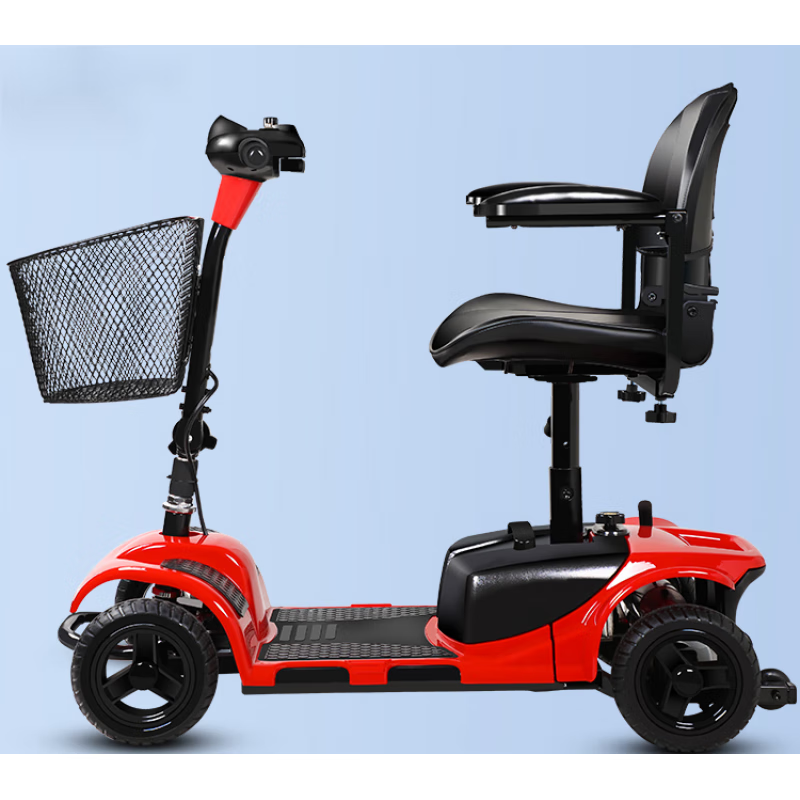 老年带步车四轮的四轮双人残疾电瓶车老人助力电动车接孩子可折叠