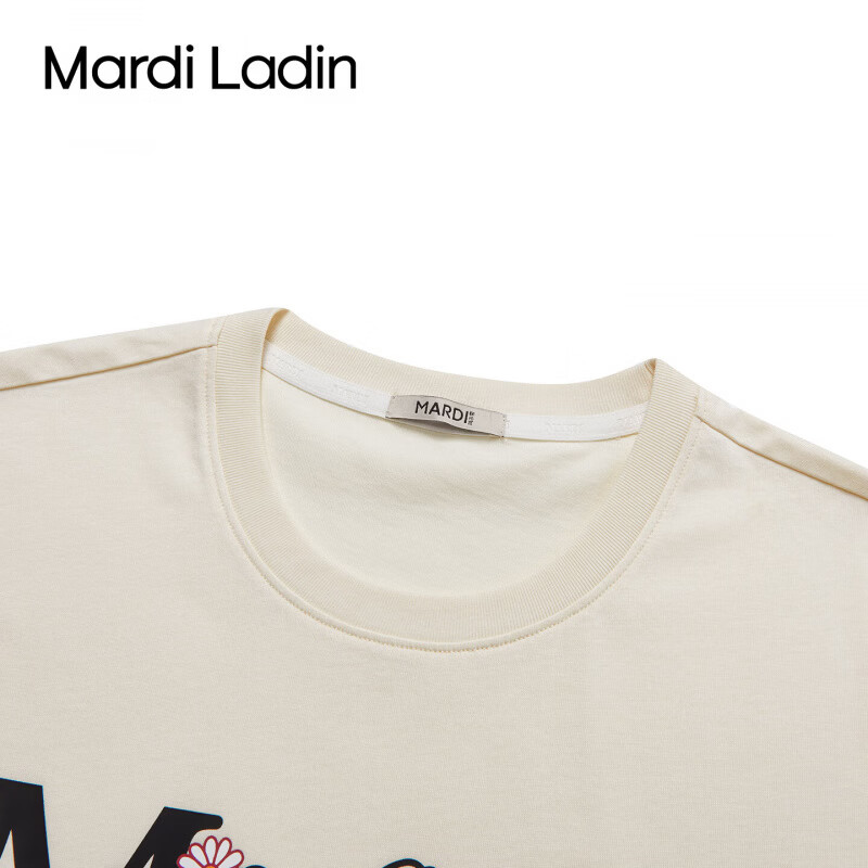 MARDI LADIN儿童短袖T恤女2026年夏季小雏菊印花新款宽松显圆领百搭上衣女 杏色 130
