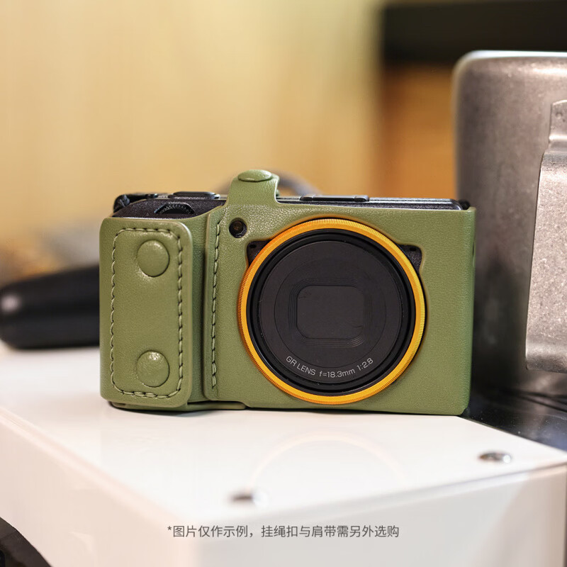 适用于理光GR3/GR3X HDF卡片机相机保护套头层牛皮纯手工定制便携相机包专用皮套底座配件 可挂娃肩带套装牛皮保护套+挂绳