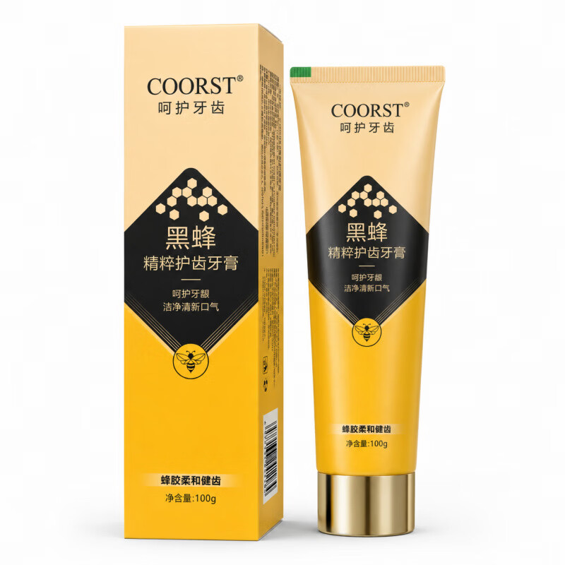 COORST黑蜂精粹护齿牙膏蜂胶柔和健齿呵护牙龈清新口气护理成人牙膏 黑蜂--100g×2