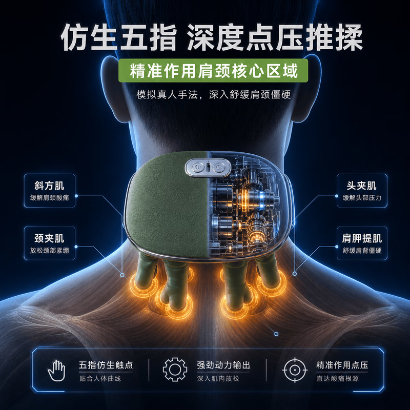 【大师手颈椎按摩仪】按摩器肩颈腰背教师节礼物仿真人手按摩披肩斜方肌揉捏热敷送长辈男女朋友 【顶配】六代加强电机+红光热敷