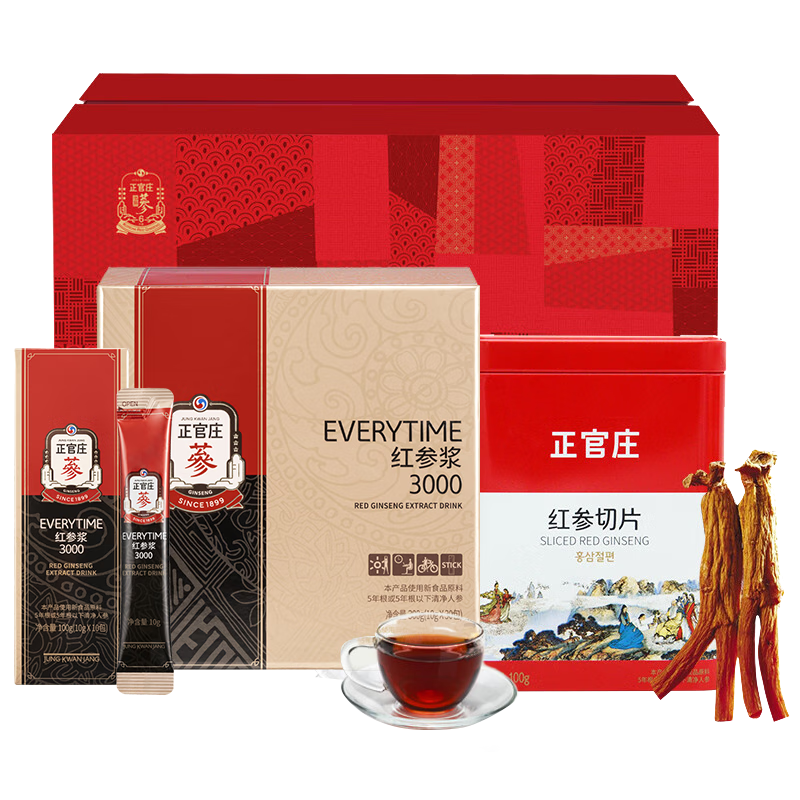 正官莊人參 EVERYTIME紅參漿300g+紅參切片100g 含皂苷健康補(bǔ)品禮物禮盒
