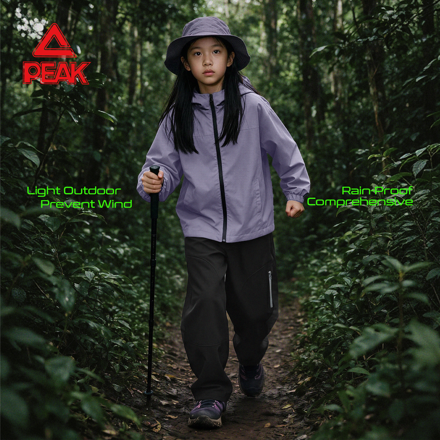 匹克童装儿童裤子秋季2026年新款男童户外防水登山裤中大童梭织运动裤 黑/PK标白硅胶K 150