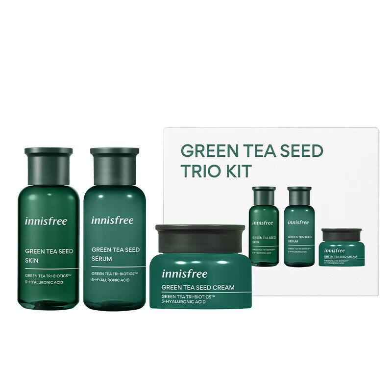 悦诗风吟（Innisfree）绿茶籽肌活（水25ml+乳25ml+面霜10ml）补水保湿滋润护肤品旅行装女神节礼盒