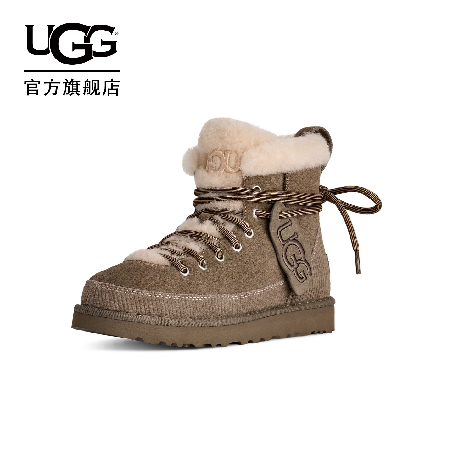 UGG冬季新款女士Cookie舒适时尚挂饰款经典系带毛毛雪地靴1180418 DDRG | 干牛至色 39 建议正码正拍