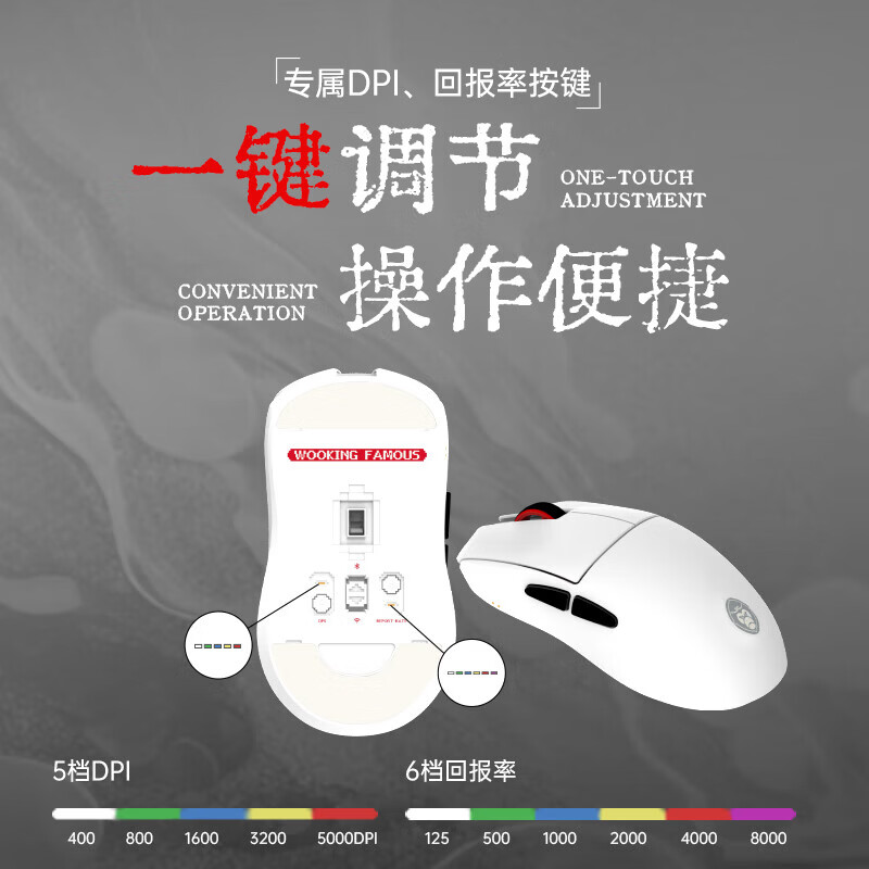 吾空PAW3950无线三模鼠标S1电竞双8K轮询率30000DPI长续航高阶轻量化游戏电竞办公有线/2.4G/蓝牙 白色