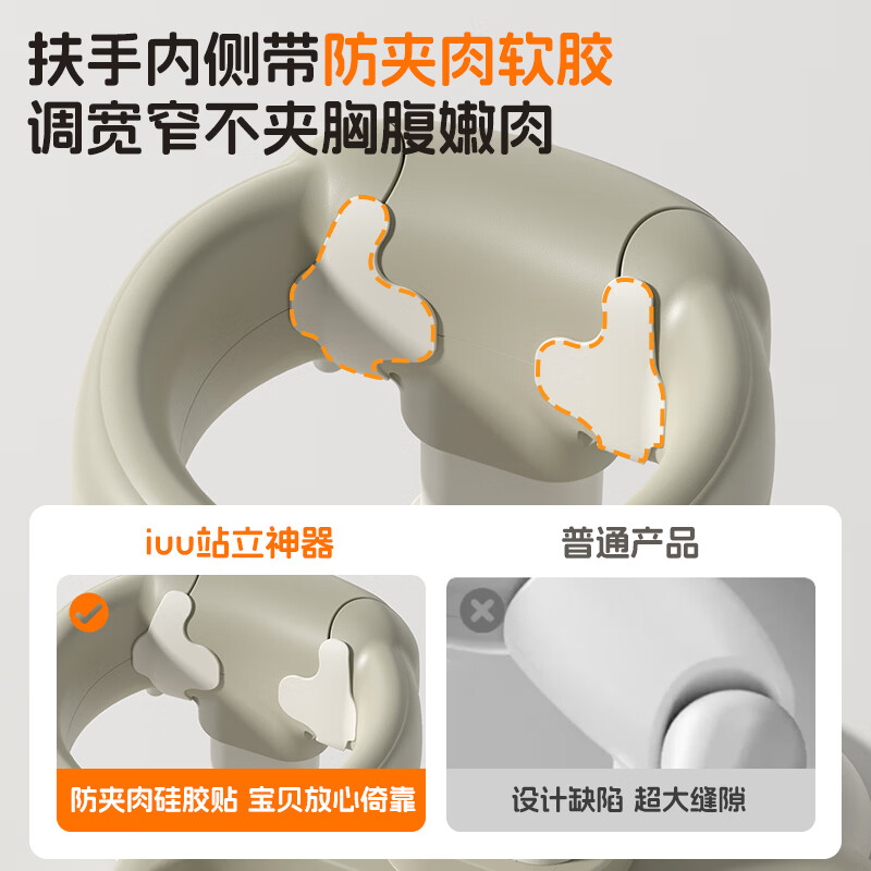 iuu宝宝站立洗澡神器婴儿小孩洗屁屁辅助儿童防滑洗澡架【社群粉丝】 【防夹肉/高宽度可调】升级加大防滑Pro款-奶油棕 材质：高端ABS原料，安全无异味