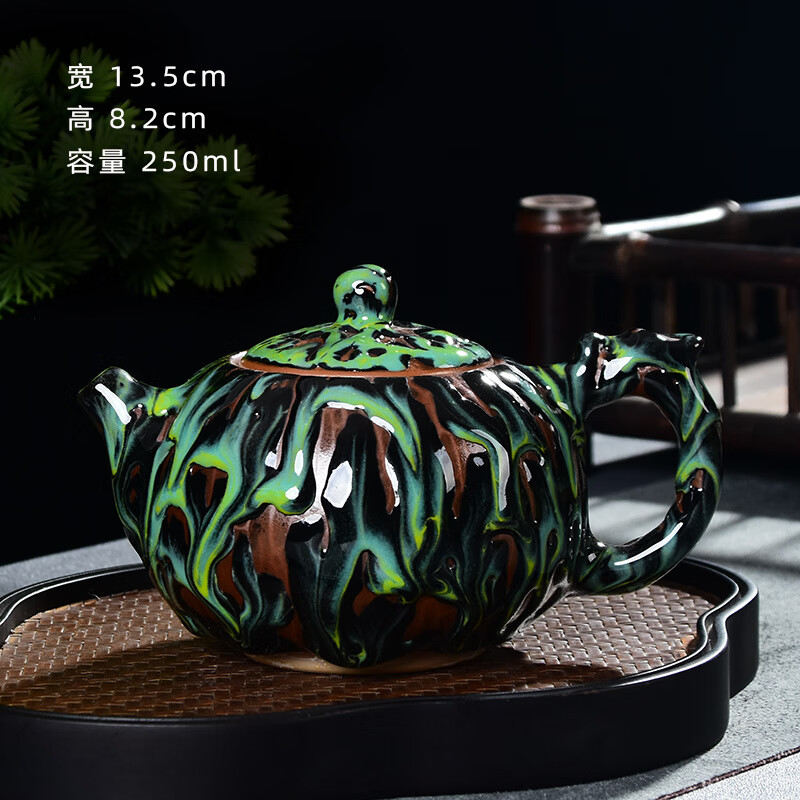 建盏西施壶 家用曜变主人杯单杯一壶四杯茶壶套装陶瓷功夫泡茶壶 青龙