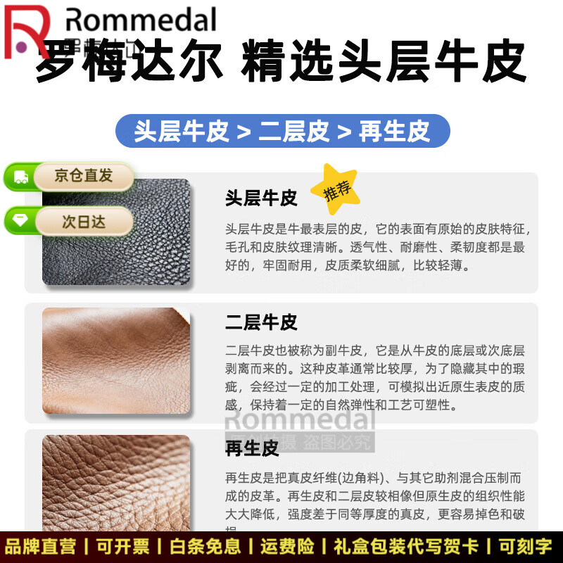 罗梅达尔(Rommedal)优质牛皮商务双肩包男士时尚大容量背包男新款旅行书包休闲双肩包 黑色【升级充电款】京仓次日达高44*宽30*厚18CM
