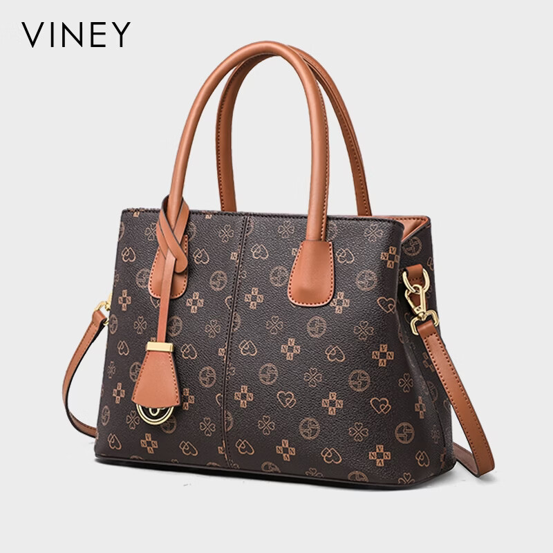 viney包包女包时尚手提妈妈包品牌单肩斜挎包生日礼物高级感送女友老婆 【咖啡色】实用走心腋下包 高端轻奢气质百搭大包