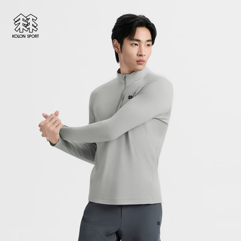 KOLON SPORT/可隆户外休闲衣 男士抗菌KEL羊毛抗菌半拉链长袖T恤