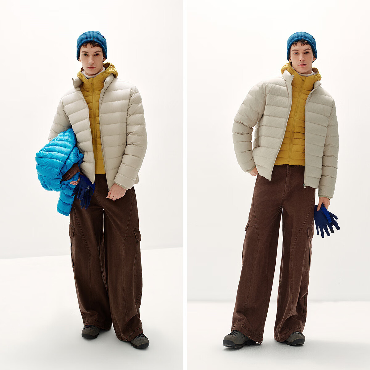 森马(Semir)羽绒服男冬季90绒子防泼水内胆情侣外套轻盈立领显瘦舒适上衣 驼色(白鸭绒)50109 L