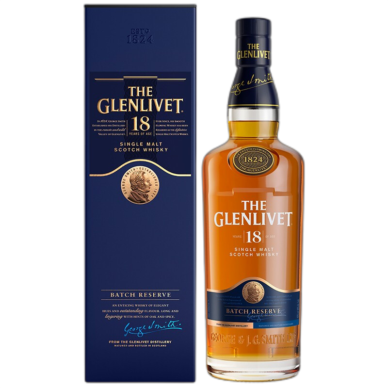 格兰威特（Glenlivet）18年 苏格兰 单一麦芽威士忌 洋酒 700ml