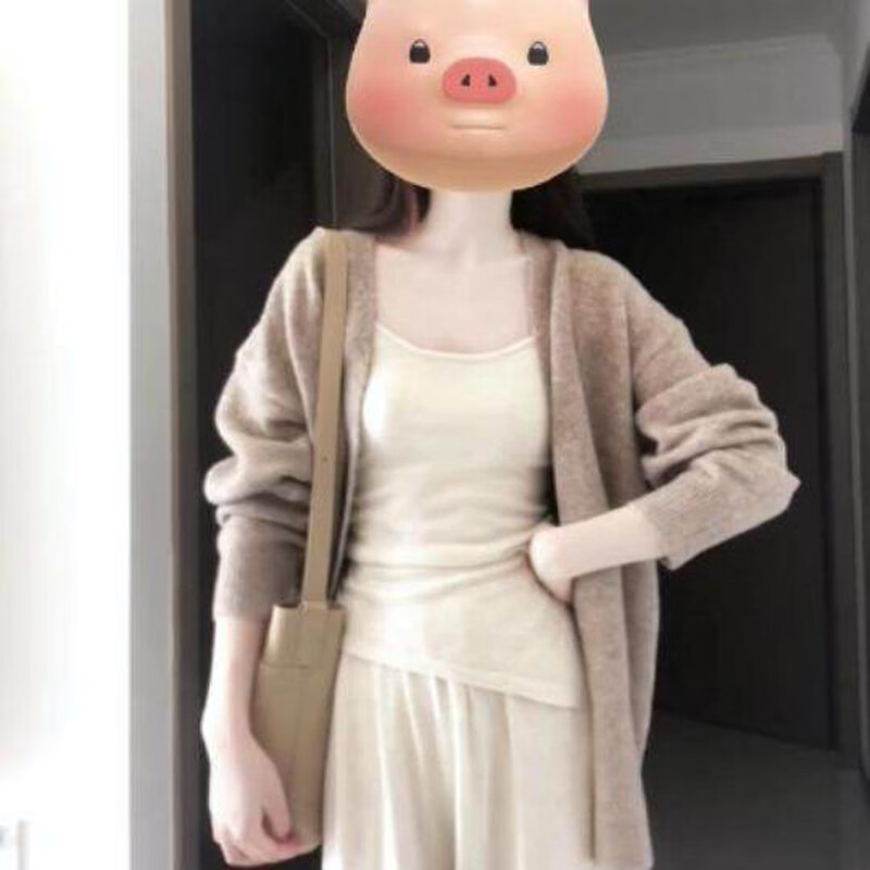 浪莎韩版hiphop开衫毛衣女春秋宽松慵懒风软糯温柔休闲百搭针织衫上衣 卡其色 【软糯亲肤】 均码 【建议80-140斤】