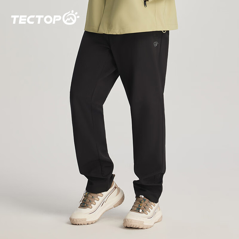 探拓（TECTOP）休闲裤男防风防泼水2026秋冬加绒保暖软壳长裤户外登山裤子 云墨黑 2XL