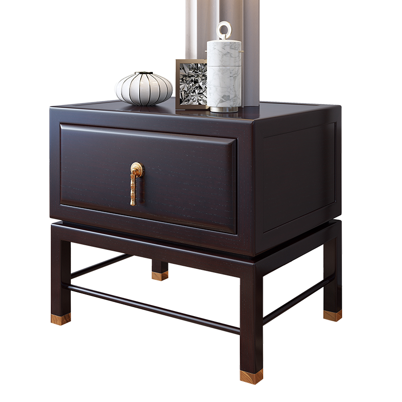 荟兰轩 床头柜 新中式实木卧室主卧室窄柜储物柜子床头柜 床头柜(白蜡木)