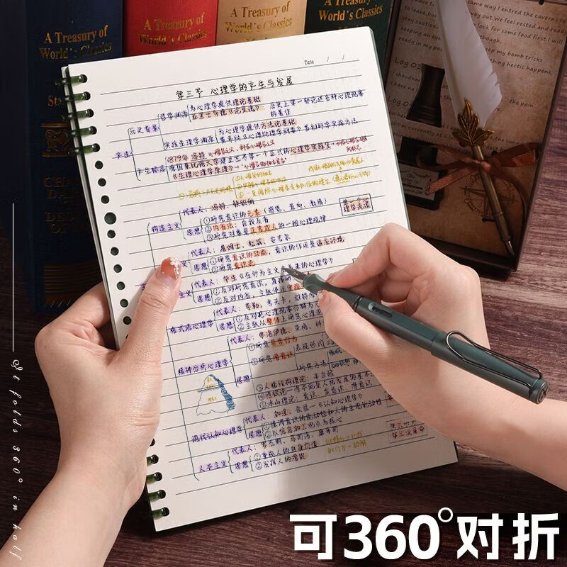 CRHMMFLF不硌手活页笔记本子b5高中生高颜值a5超厚可拆卸替芯ins学生 4本/墨绿+藏蓝+酒红+米黄. 大号B5【加厚80g道林纸】+贴纸