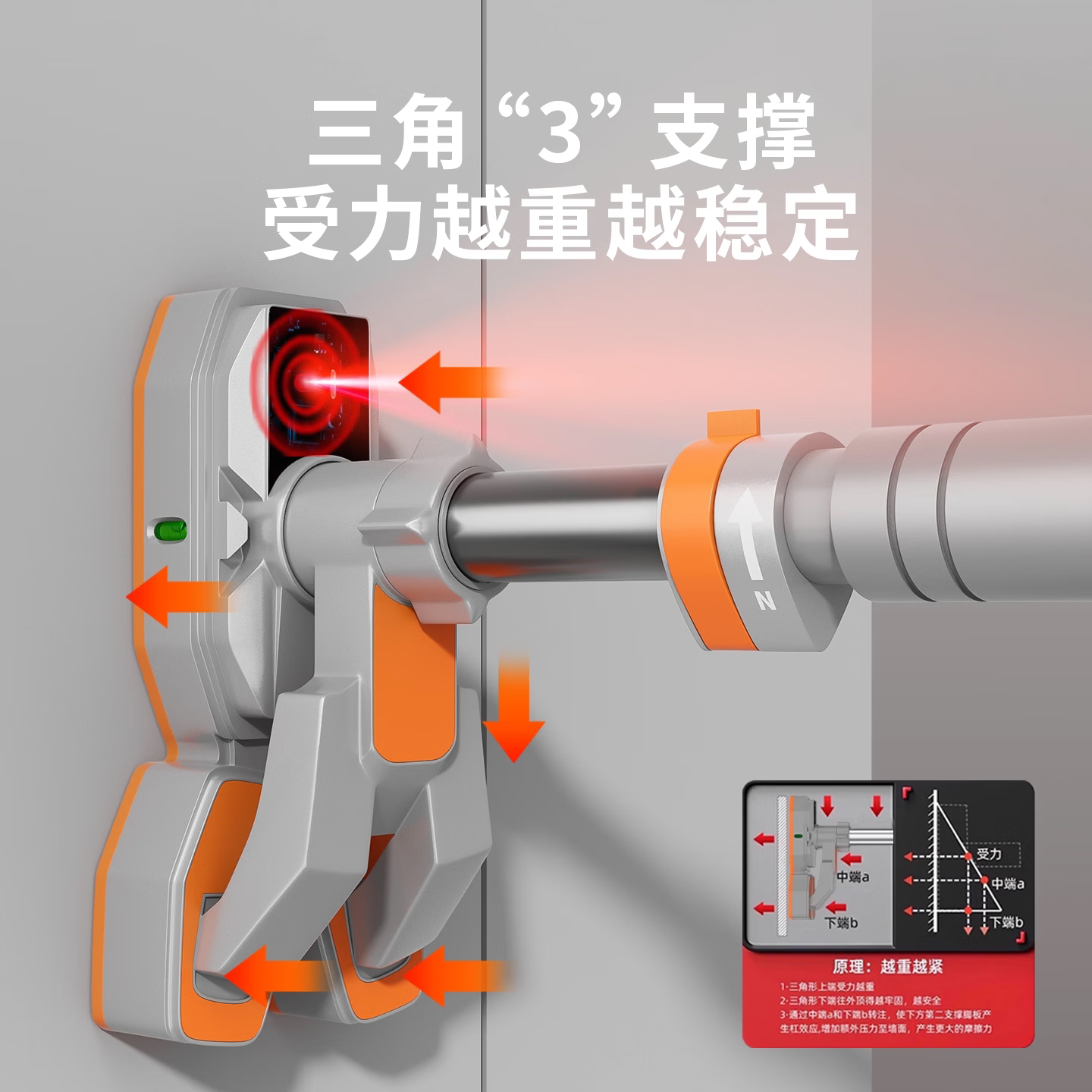 卡洛约瀚单杠家用引体向上颈椎牵引器腰椎间盘突出护腰带疼痛腰肌劳损专用 赠送吊环+水平仪【120cm-160cm】 灰色三脚单杆【预警款】+颈椎牵引器