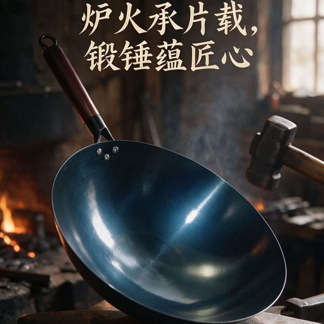章时代家用老式铁锅无涂层不粘锅炒菜锅圆底电磁炉燃气灶通用 烤蓝铁锅 重量:1.5KG 无涂层(无耳盖铲) 40cm