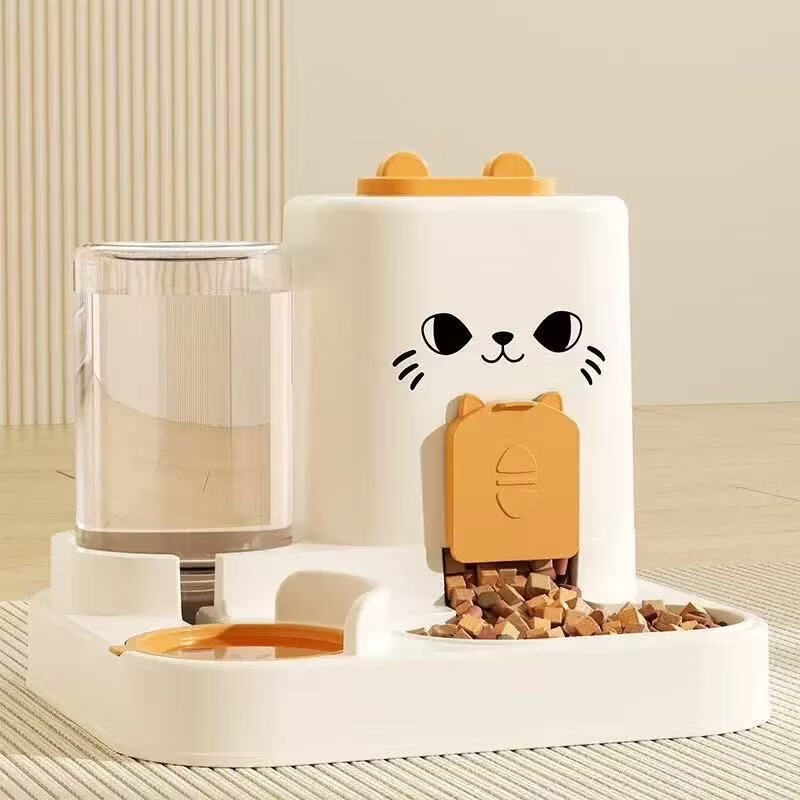 【甄选直发】宠物用品猫咪饮水机自动喂食器狗碗猫盆二合一饮水机 【奶酪黄】1L饮水器1.8L喂食