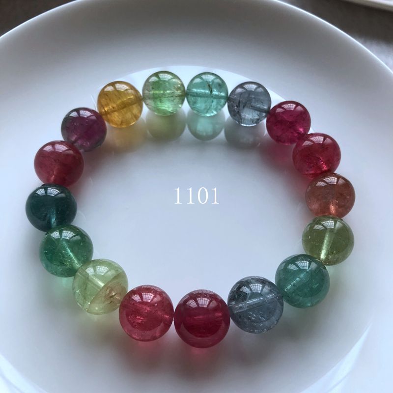 古珍 千色珠宝碧玺手链女色标彩虹手串马卡龙玻璃体糖果单圈三圈送