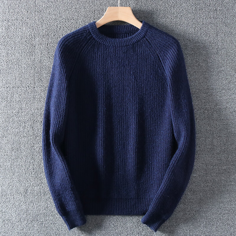 纯手工毛衣男士纯手工编织毛衣秋冬青年男士纯色厚款粗线针织衫毛衣