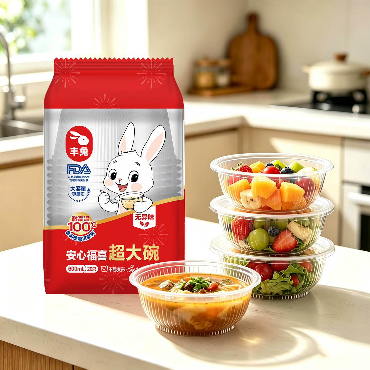 丰兔一次性独立包装卫生竹筷 0添加灭菌无毛刺外卖打包筷家宴野餐套装 套餐:筷子45双+塑杯50只+塑碗20个+桌布8张