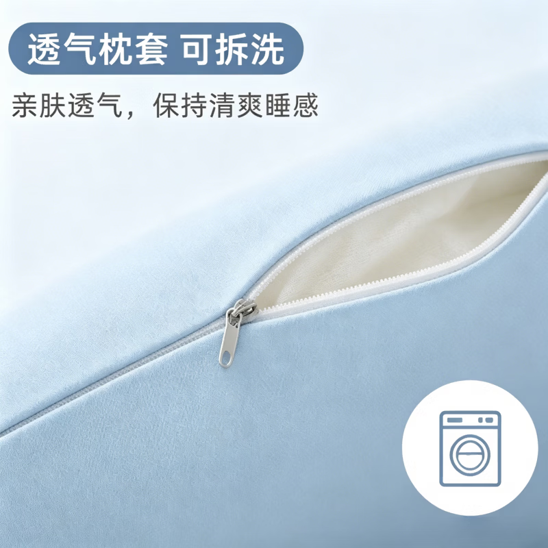 SAWAAG德国枕头记忆棉反弓护颈椎助睡眠睡觉专用成人颈椎病深度睡眠专用 蓝白色 【3D护颈 科学分区】低枕68*37*11.5cm 单只