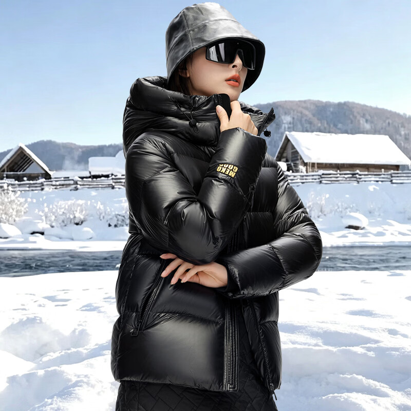 雅鹿女装短款羽绒服女2026冬季加厚保暖连帽面包服外套女 白色 2XL