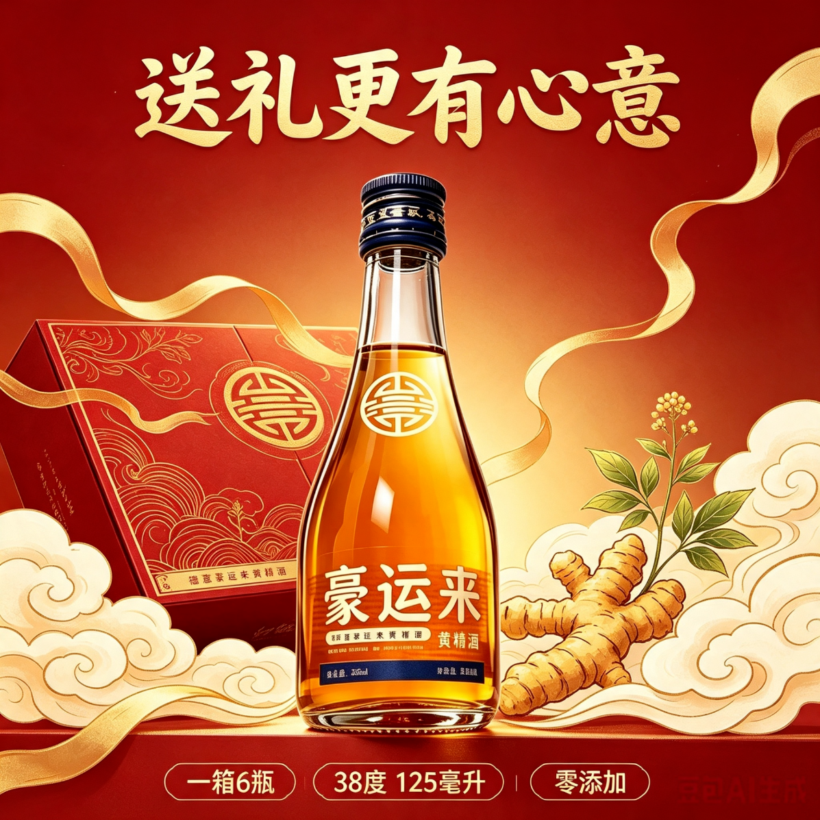 德意豪运来38度125ml黄精酒六瓶零糖零添加草本低度送礼自饮阳刚 38度 125mL 6瓶