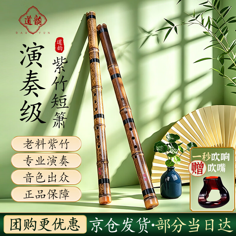道韵紫竹萧笛洞箫八孔G调初学入门专业古风紫竹短箫笛箫 乐器