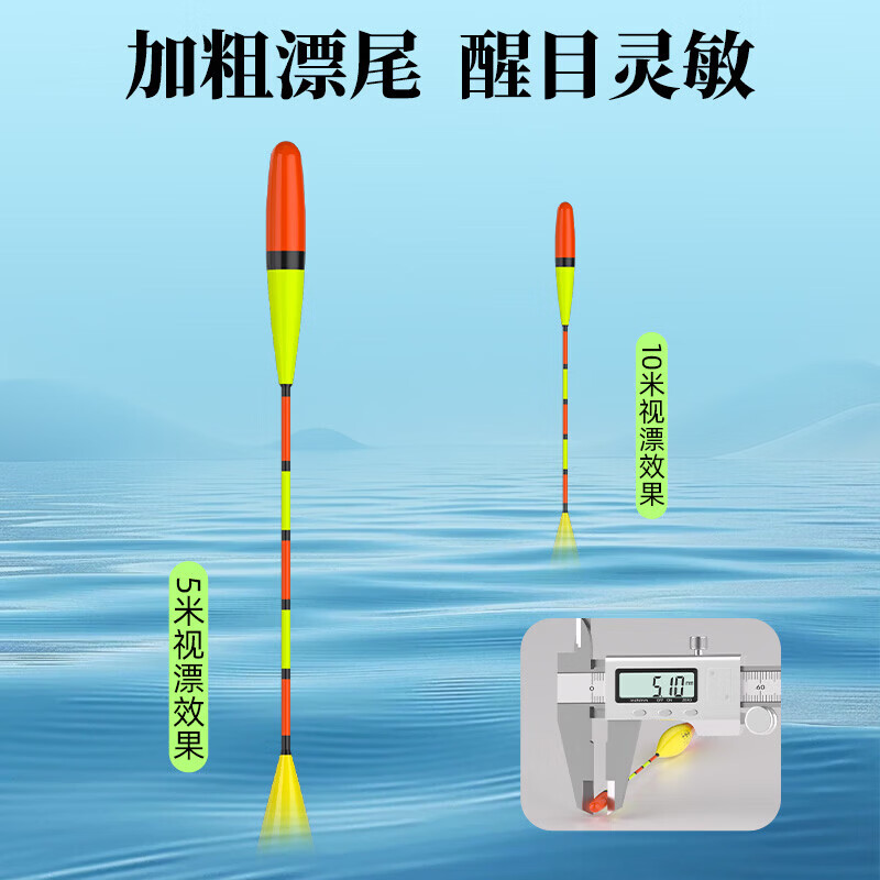 迎创渔具用品【精选直供】超醒目高灵敏加粗尾小物漂短鱼漂短浮漂轻口鲫鱼漂浅 YK-02浅水短漂【吃铅1g】3目2目粗 1支【管装】
