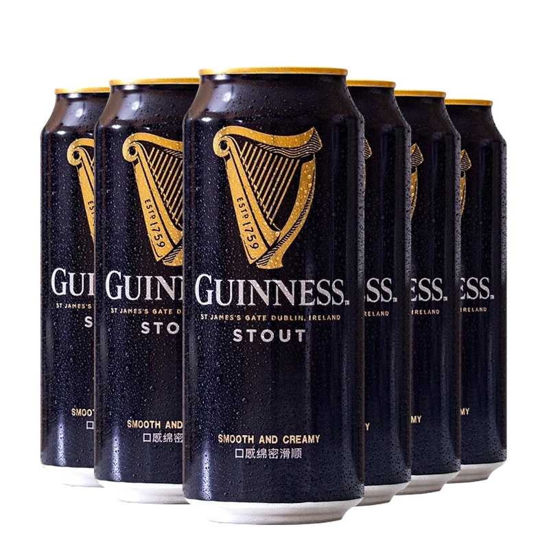 健力士（GUINNESS）爱尔兰风味 精酿高度世涛罐装黑啤酒含氮气听罐装 【国产】健力士黑啤 440mL 6罐