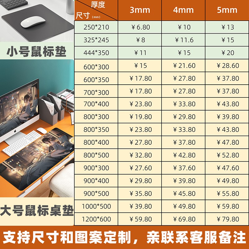 沁宣 超大鼠标垫大号加厚长款电竞游戏动漫锁边加厚专业广告定制定做电脑家用办公快捷键桌垫 屹立 900*400*4mm-防滑中厚