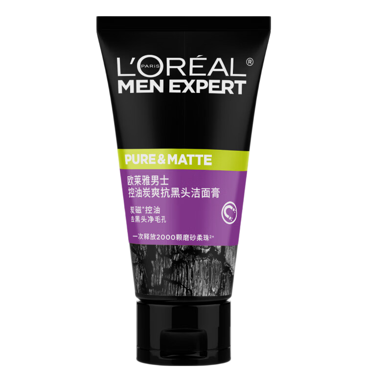 欧莱雅（LOREAL） 【屈臣氏】欧莱雅品牌男士洁面乳系列控油净澈抗黑头 控油炭爽抗黑头 50ml