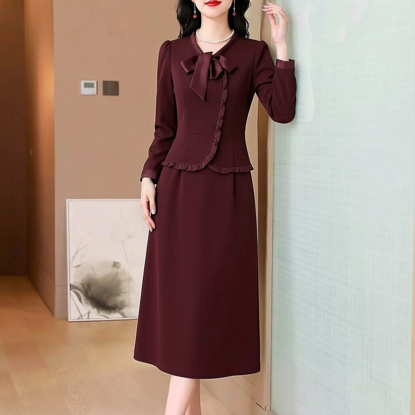 香影芬连衣裙2026新款女春秋十月一轻奢高级感喜婆婆婚宴装妈妈礼服日常 图片色 L (建议101-110斤)