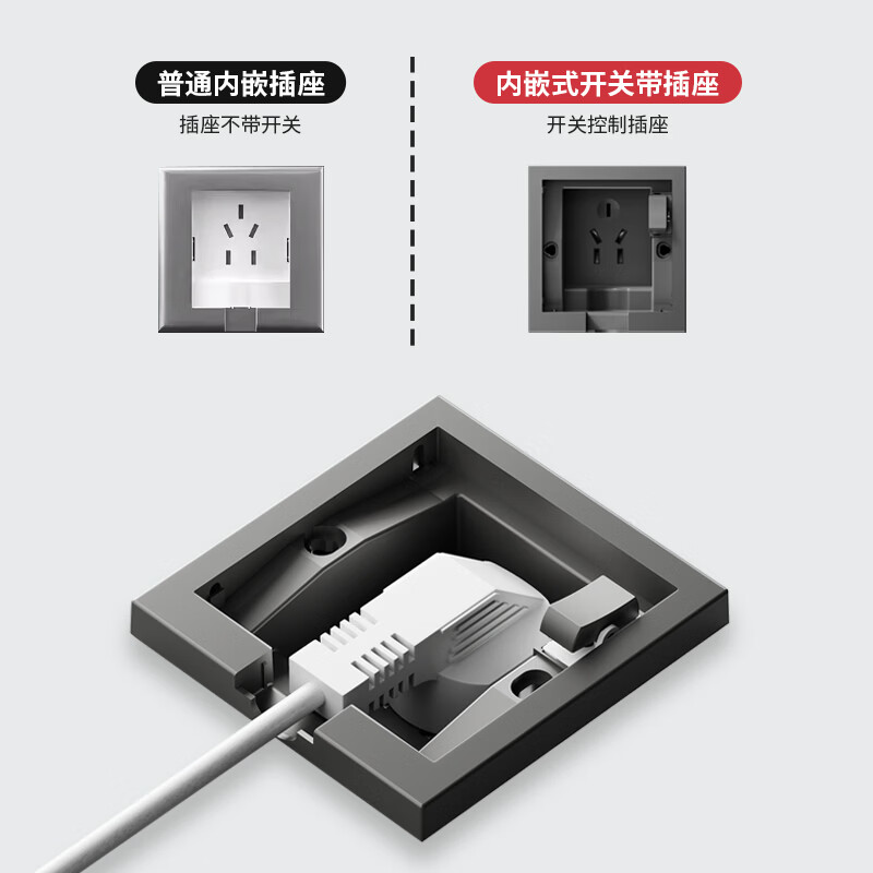 国际电工86型暗装嵌入开关插座隐藏一开五孔插座一键断电免插拔内嵌式插座 【金色】一开5孔隐藏插座