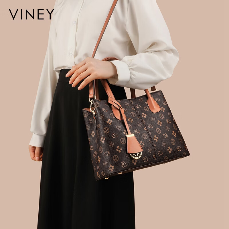 viney包包女包时尚手提妈妈包品牌单肩斜挎包生日礼物高级感送女友老婆 【咖啡色】实用走心腋下包 高端轻奢气质百搭大包