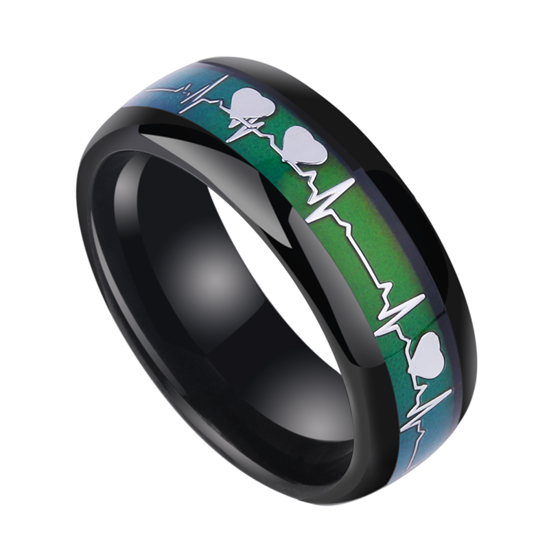 颯雅 感溫戒指男潮心跳創(chuàng)意時(shí)尚黑科技智能變色指環(huán)男士小眾飾品戒子 國標(biāo)17號