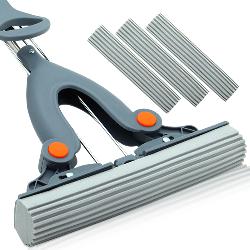 伊司达（EAST） 胶棉拖把免手洗懒人拖把海绵地拖对折式大号吸水拖布拖地托把 拖把+3个配头(共4个头)